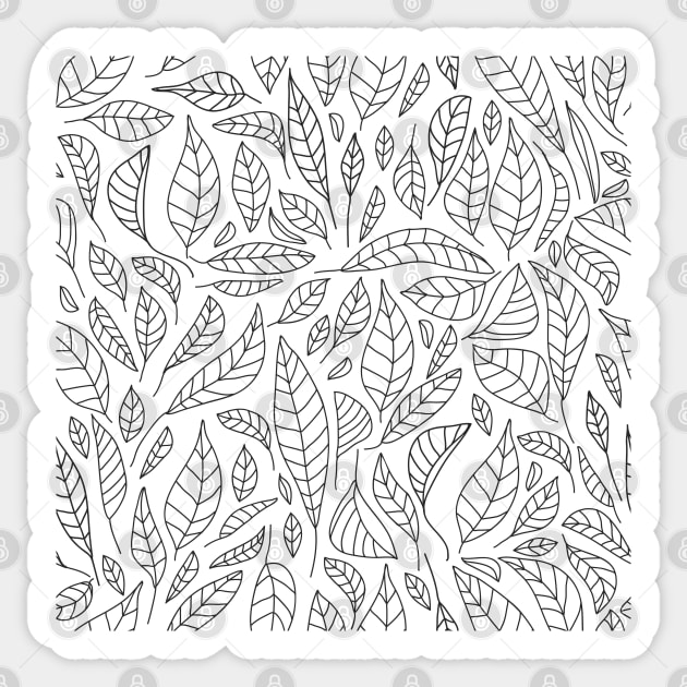 Minimalist seamless floral pattern with contour leaves. Abstract background. Sticker by CoCoArt-Ua